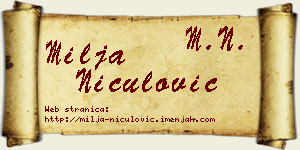 Milja Niculović vizit kartica